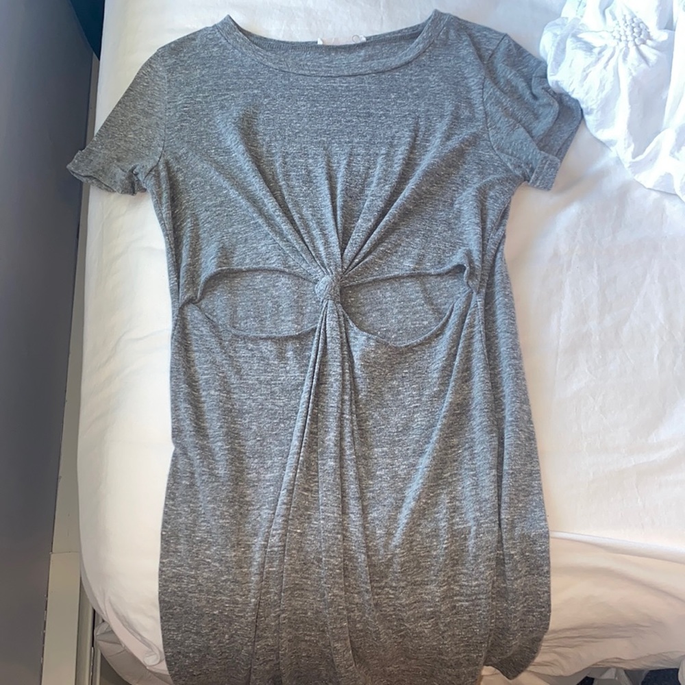 honey punch grey knot tshirt dress